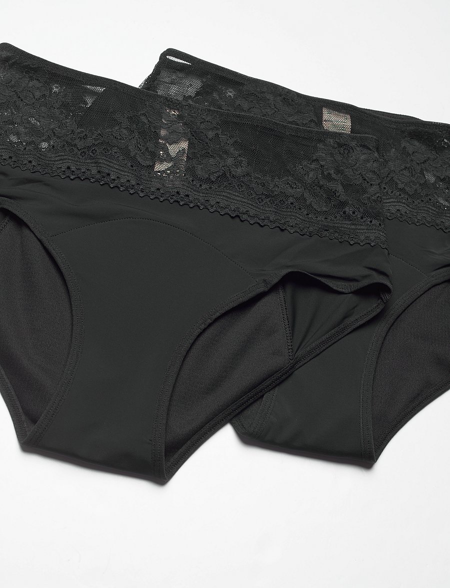 Dorina - ECO MOON/LACE-2PP Midi - perioden- und wochenbett-höschen - black/black - 5
