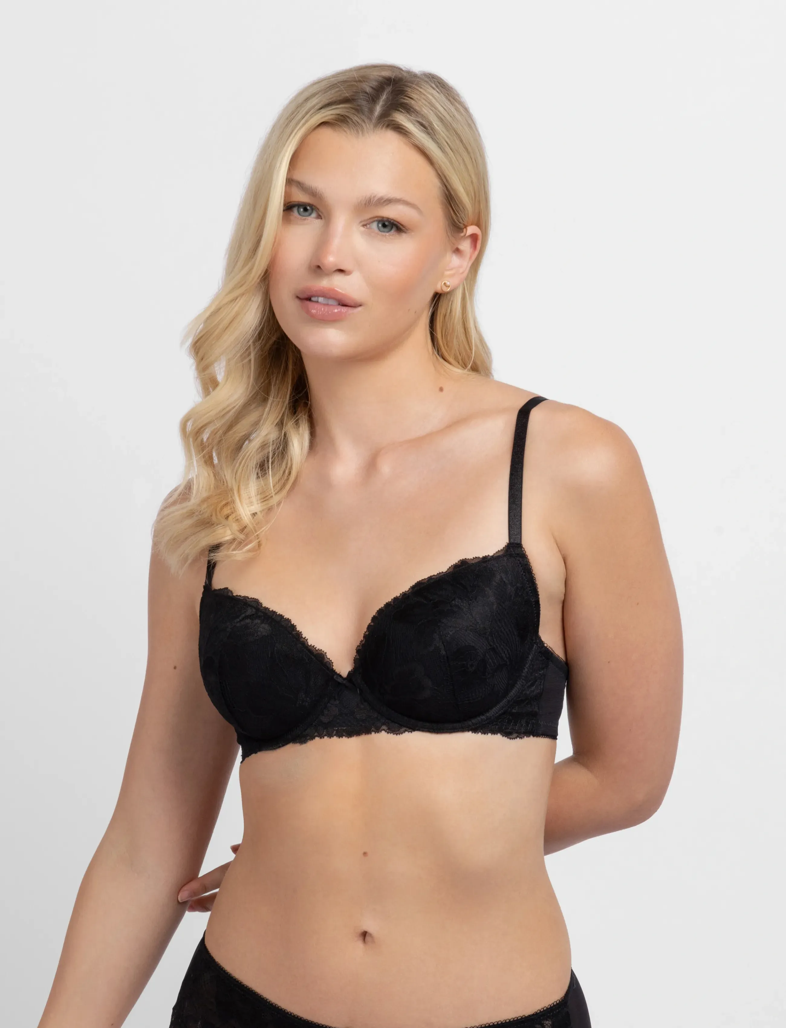 Dorina Perfect Lace Plunge, Kvinder, Blonde Plunge BH, Sort, Str: 80 A