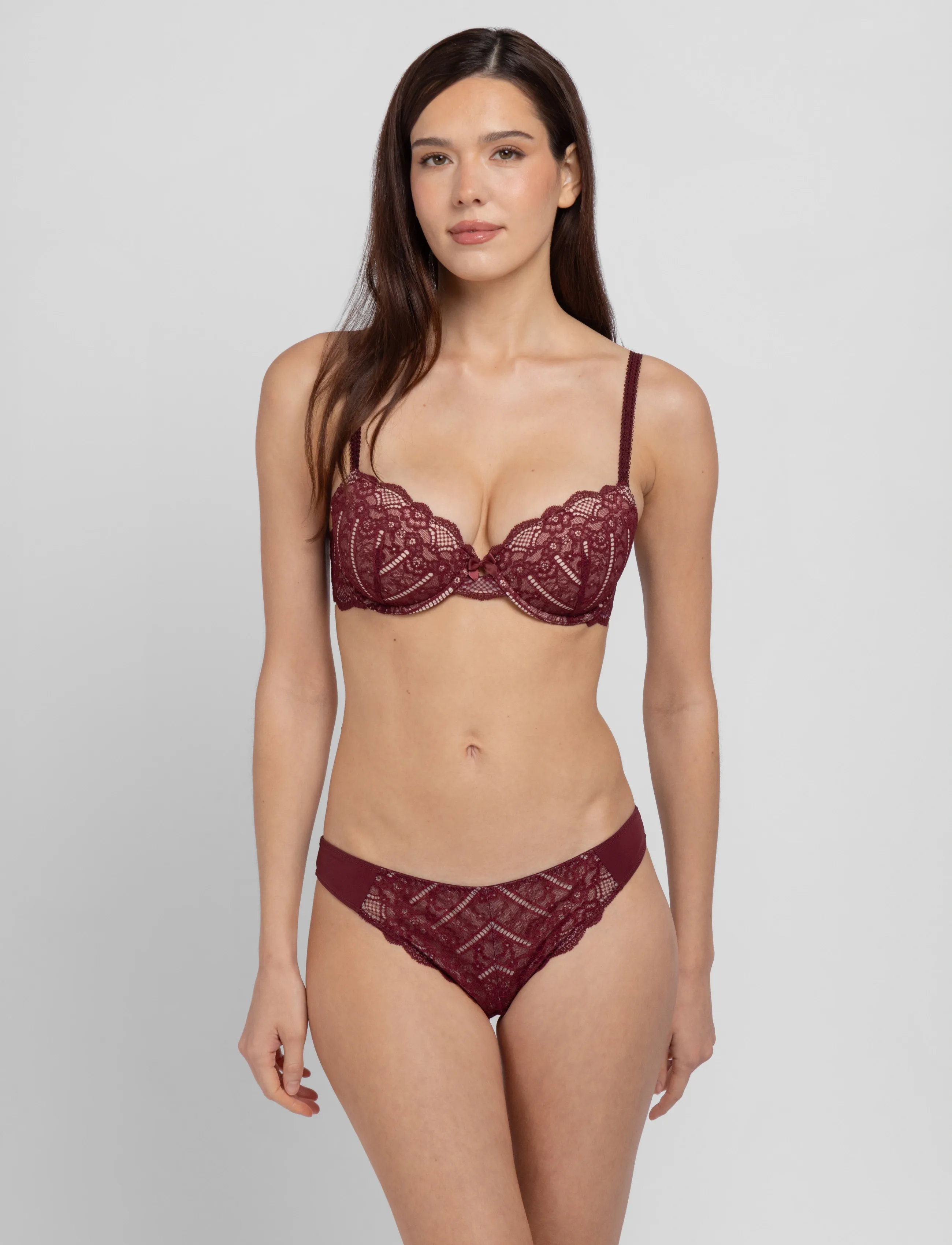 Dorina - Celine Balcony - balconette bras - red - 0