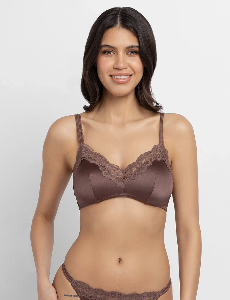 Dorina - ORIGINS-SHINY MICRO NON PADDED BRALETTE - rinnahoidja - brown - 0