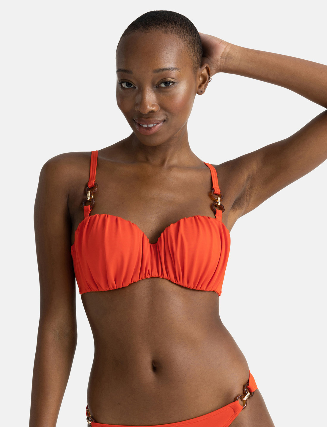 Coral bandeau bikini sales