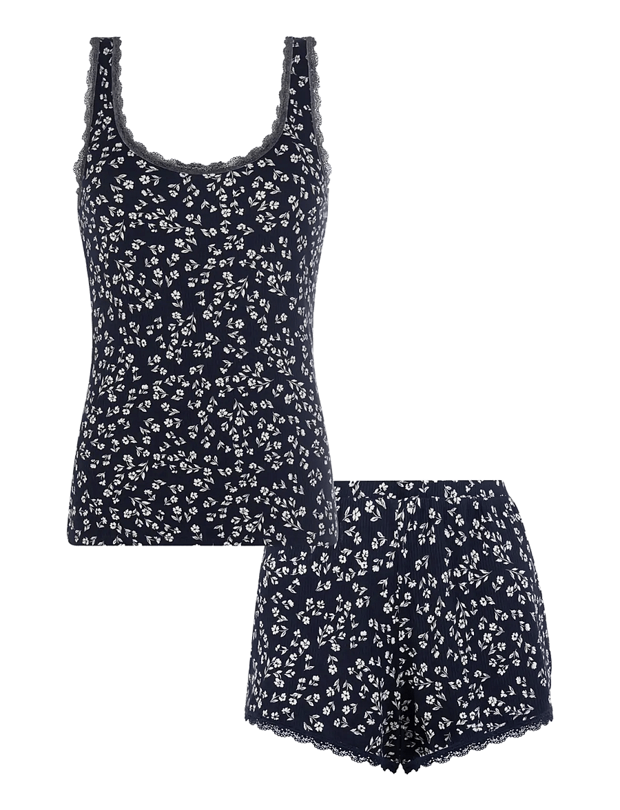 Dorina - Yas Short PJ Set - pyjamas - navy print - 1