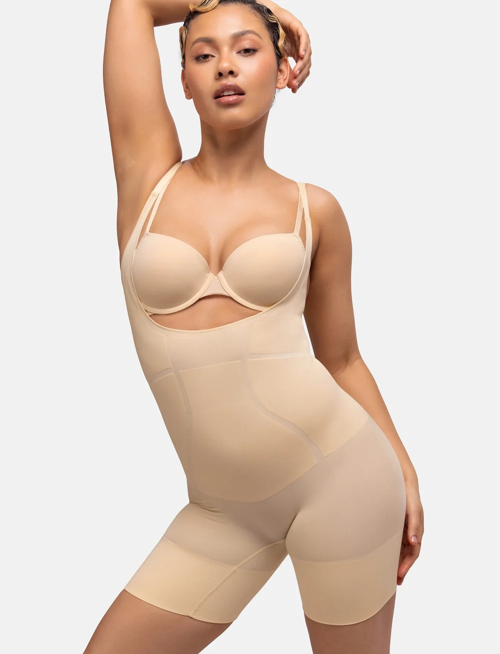 Dorina - ABSOLUTE SCULPT OPEN BUST ROMPERS - bodies & slips - beige - 0