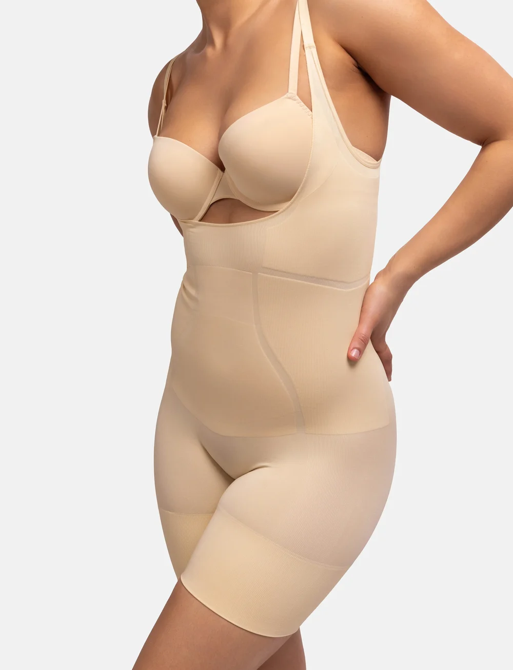 Dorina - ABSOLUTE SCULPT OPEN BUST ROMPERS - bodies & slips - beige - 4