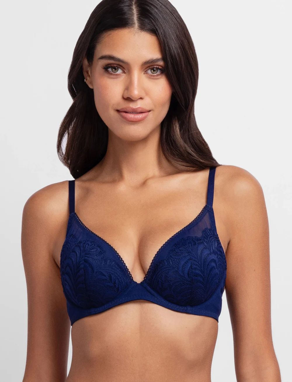 Dorina - LINCOLN-2PP LIGHT PADDED PLUNGE - plunge bras - blue/ivory - 0