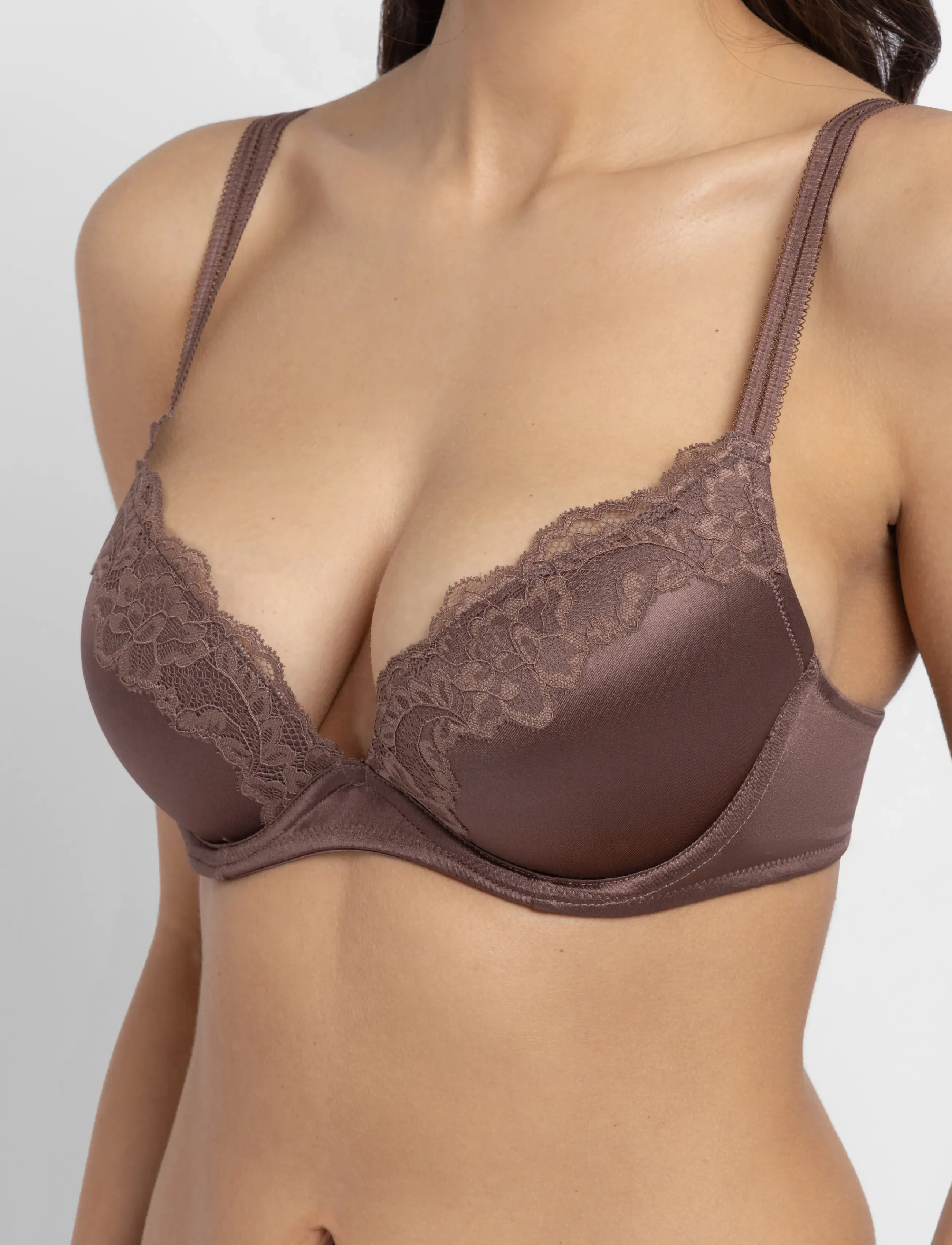 Dorina - ORIGINS-SHINY MICRO PLUNGE - soutiens-gorge plongeants - brown - 4