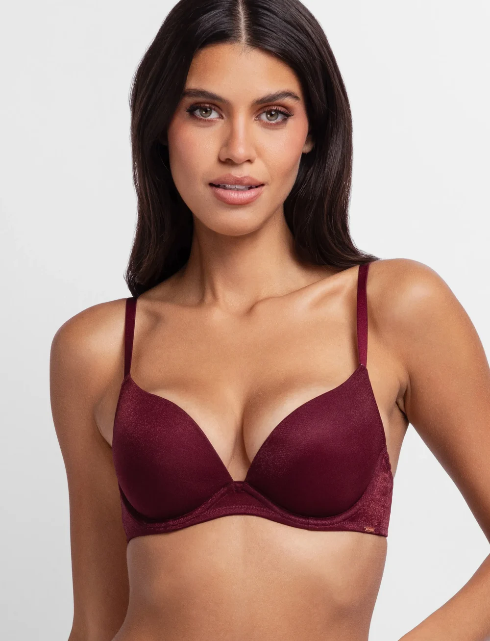 Dorina - ORIGINS-SHIMMER MESH PUSH UP PLUNGE - plunge bh'er - red - 0