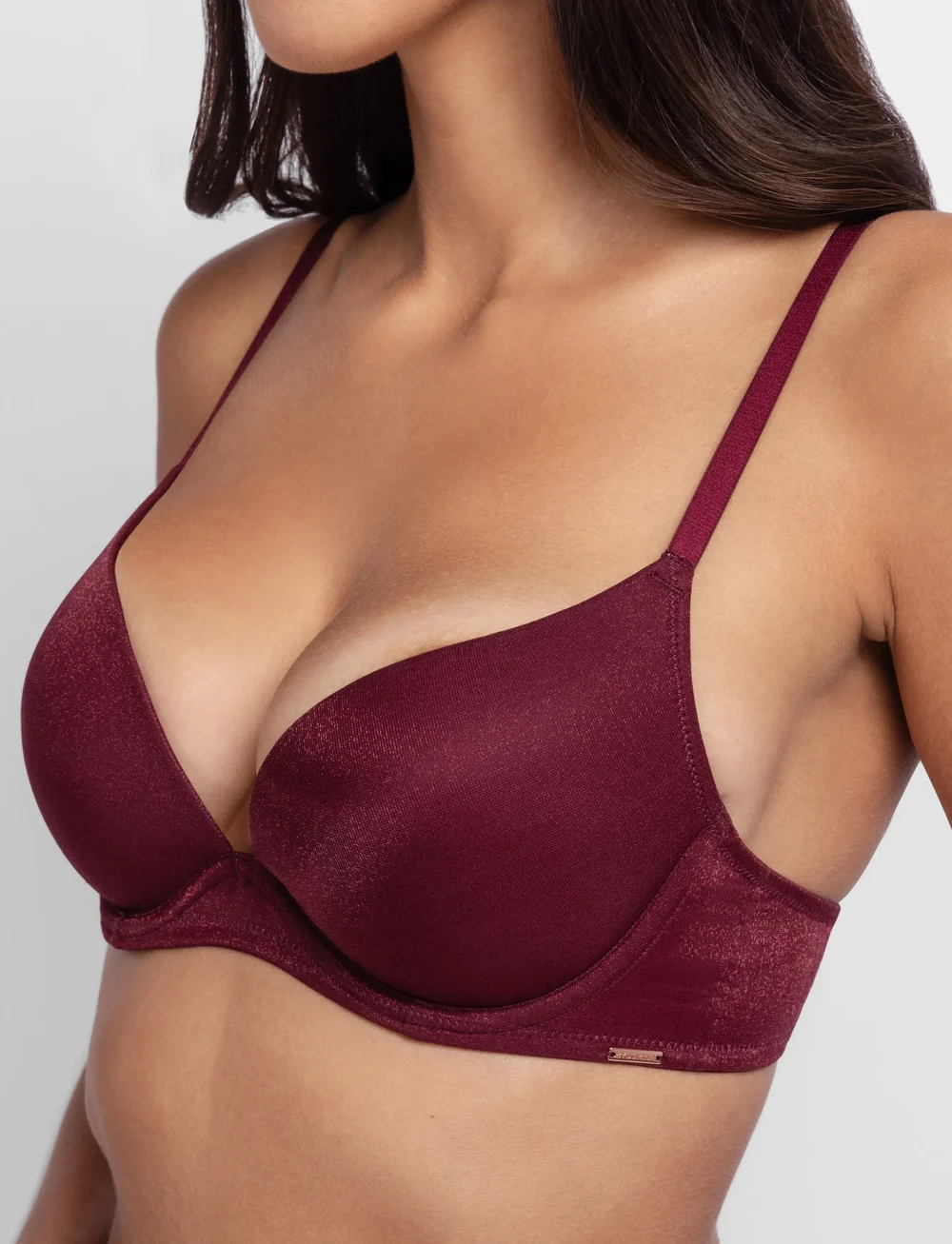 Dorina - ORIGINS-SHIMMER MESH PUSH UP PLUNGE - plunge bh'er - red - 3