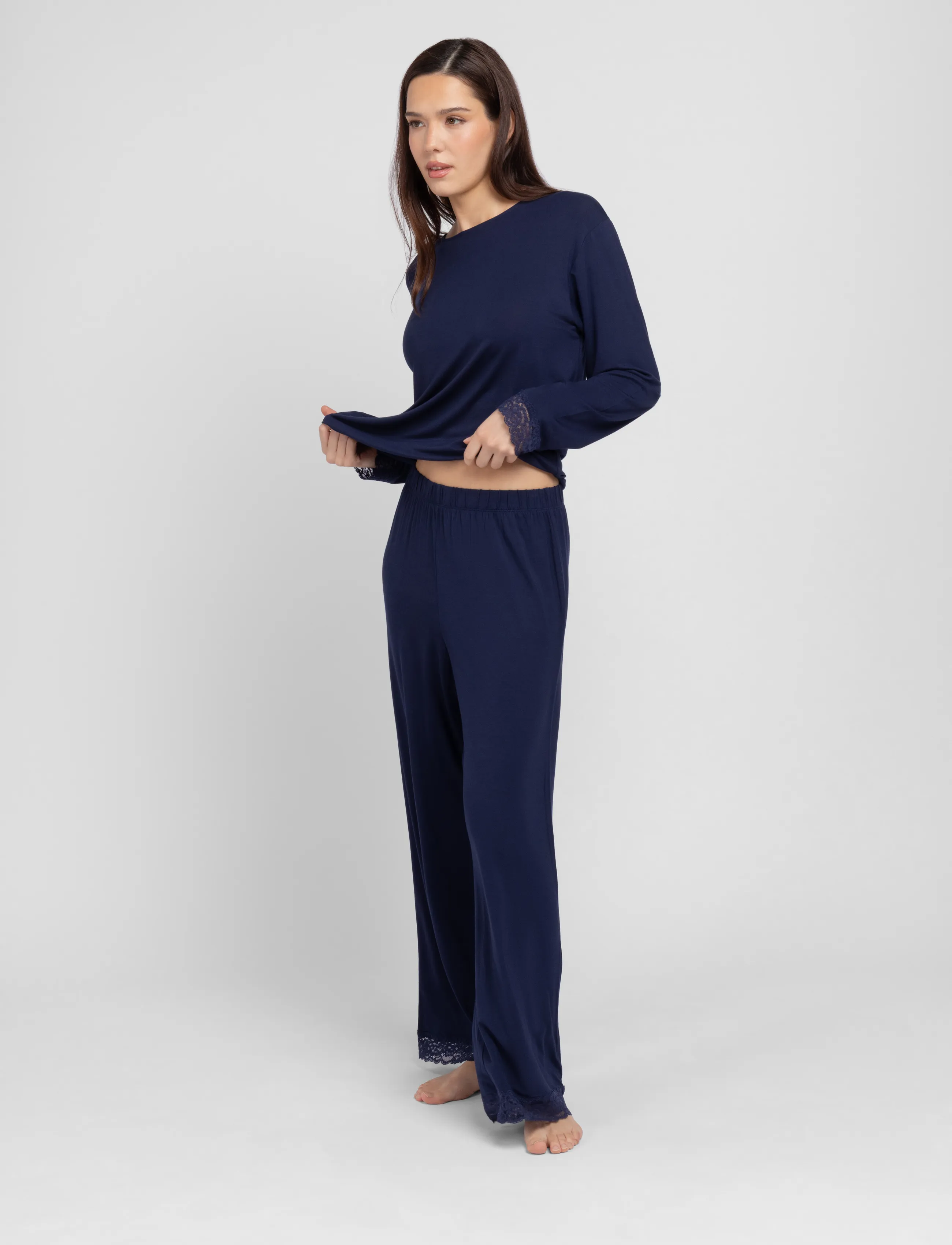 Dorina - Lila Long PJ Set - navy - 2