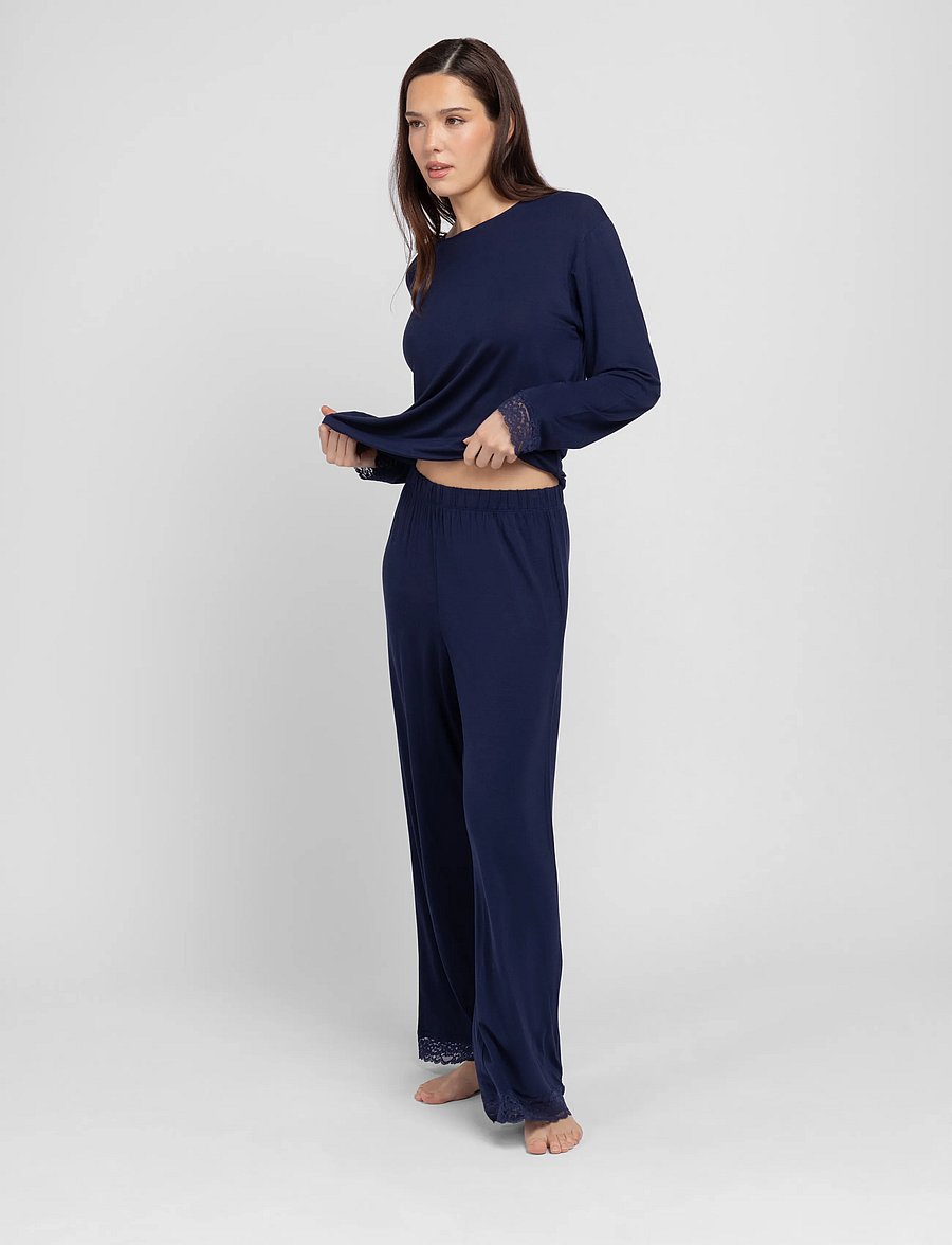Dorina - Lila Long PJ Set - pyjamas - navy - 5