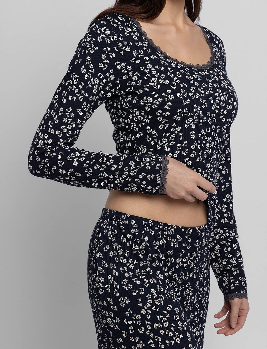 Dorina - Yas Long PJ Set - pyjamas - navy print - 0