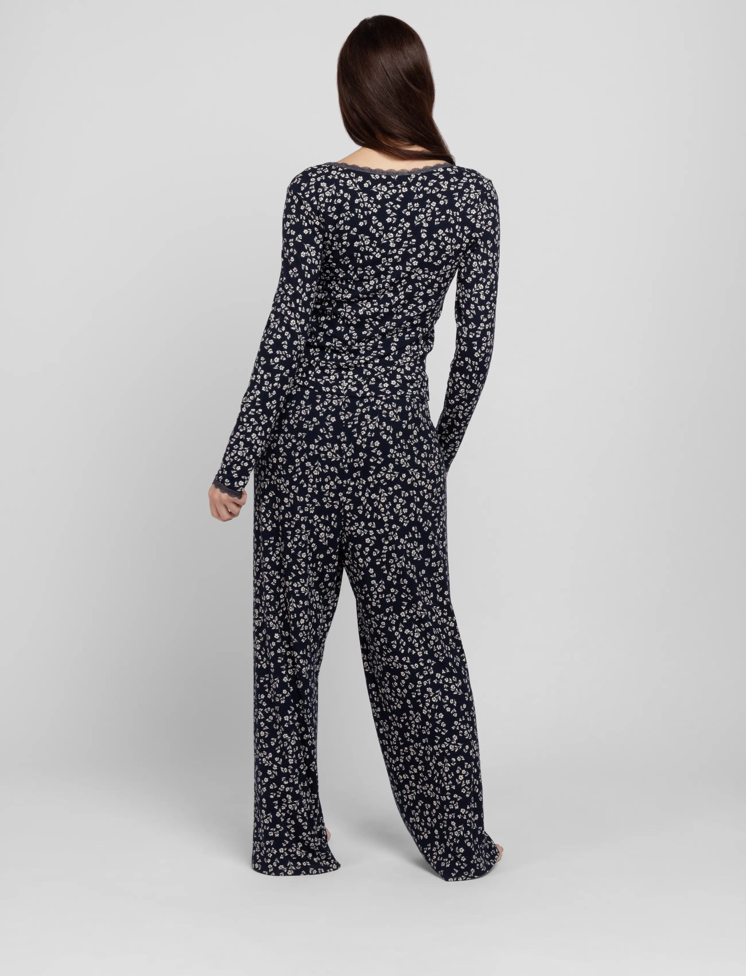 Dorina - Yas Long PJ Set - navy print - 2