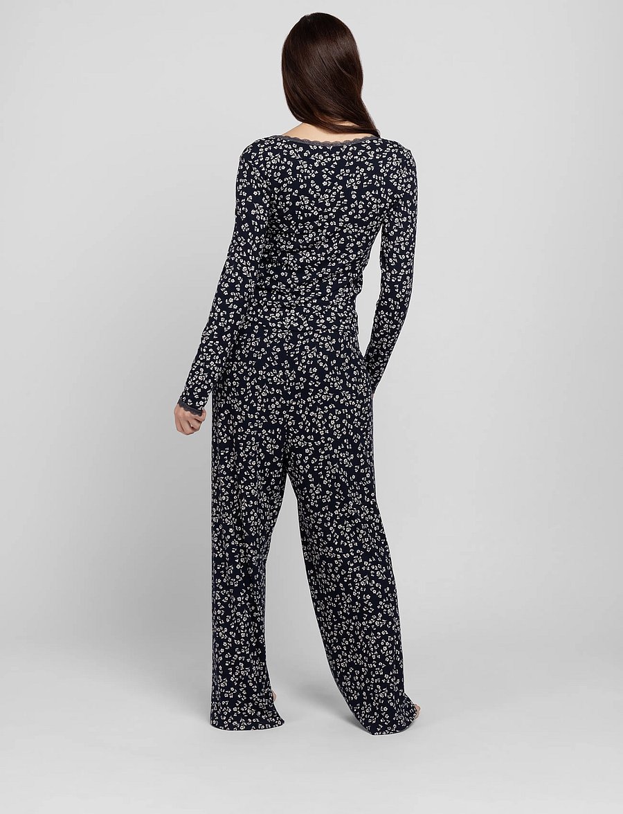 Dorina - Yas Long PJ Set - pyjamas - navy print - 2