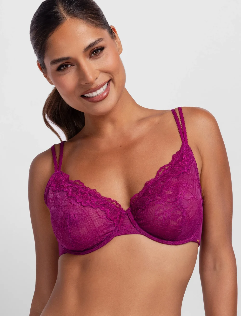 Dorina - ORIGINS-LACE NON PADDED WIRED BRA - wired bras - fuchsia - 3