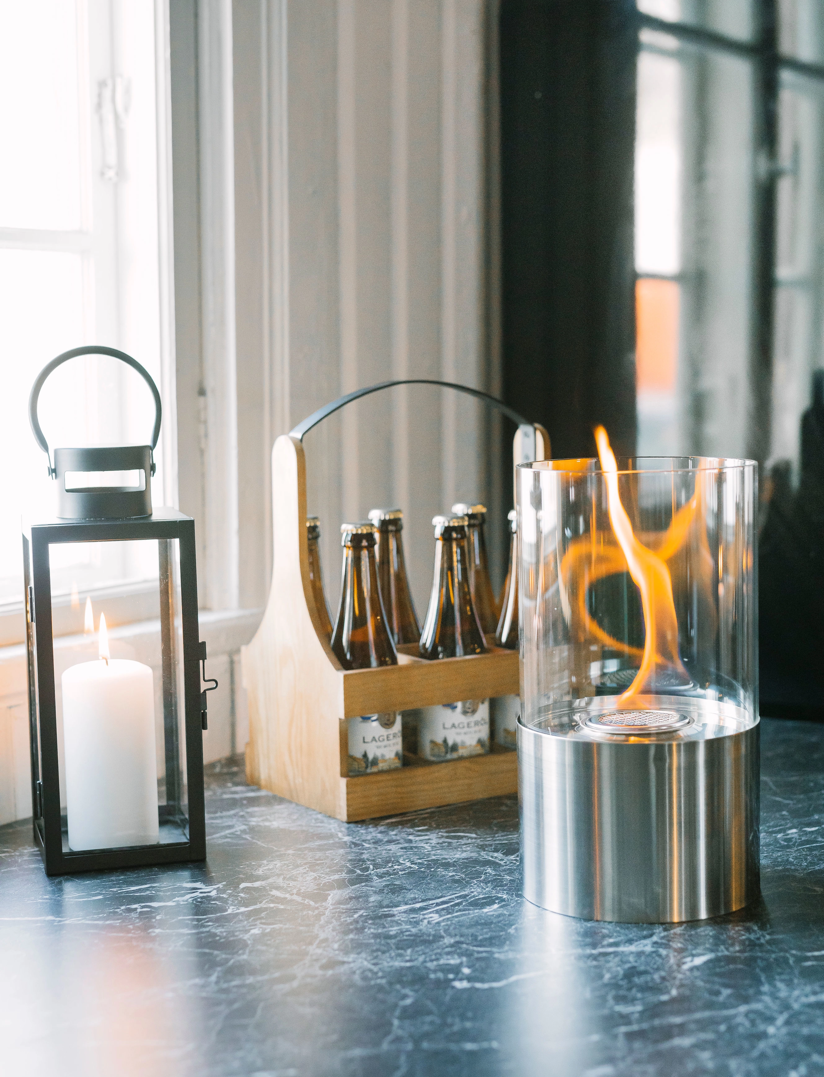 Dorre Bioetanol-Lampe Sundby, H28 cm, Decoration, Silber - Candlesticks & Tealight Holders, Homeware