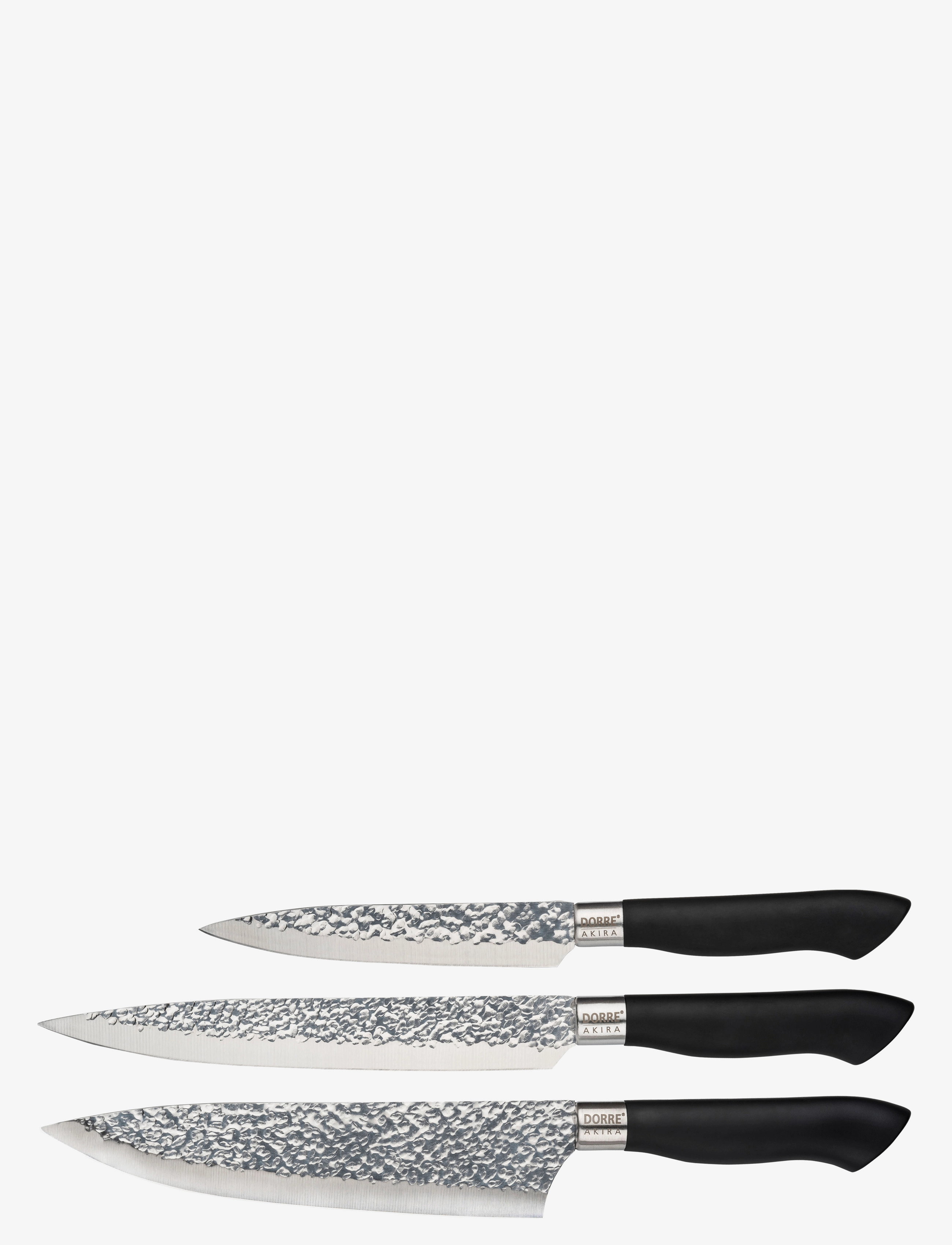 Dorre Akira Knivset i stål svart handtag - Dorre - SVART / silver