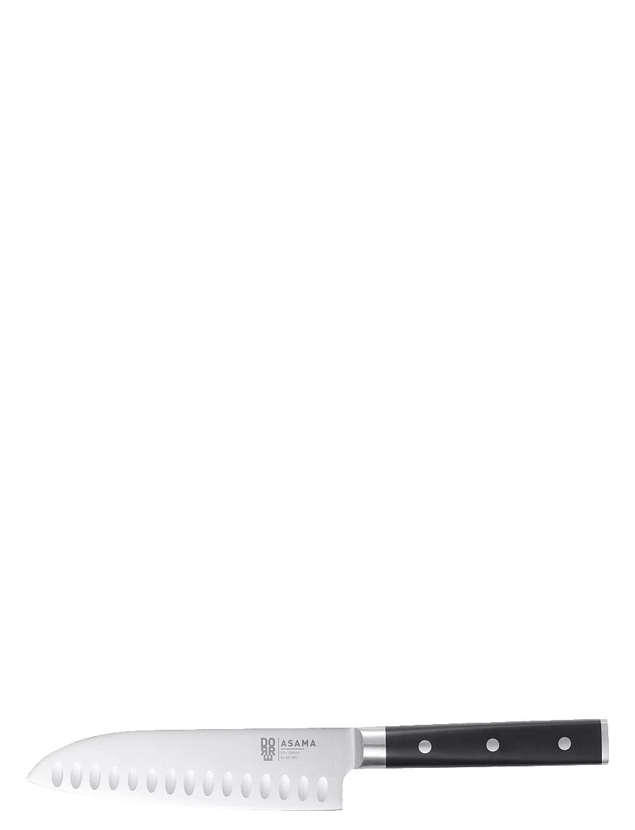 Dorre - Asama Santoku chef's knife black handle - santoku noad - silver - 0