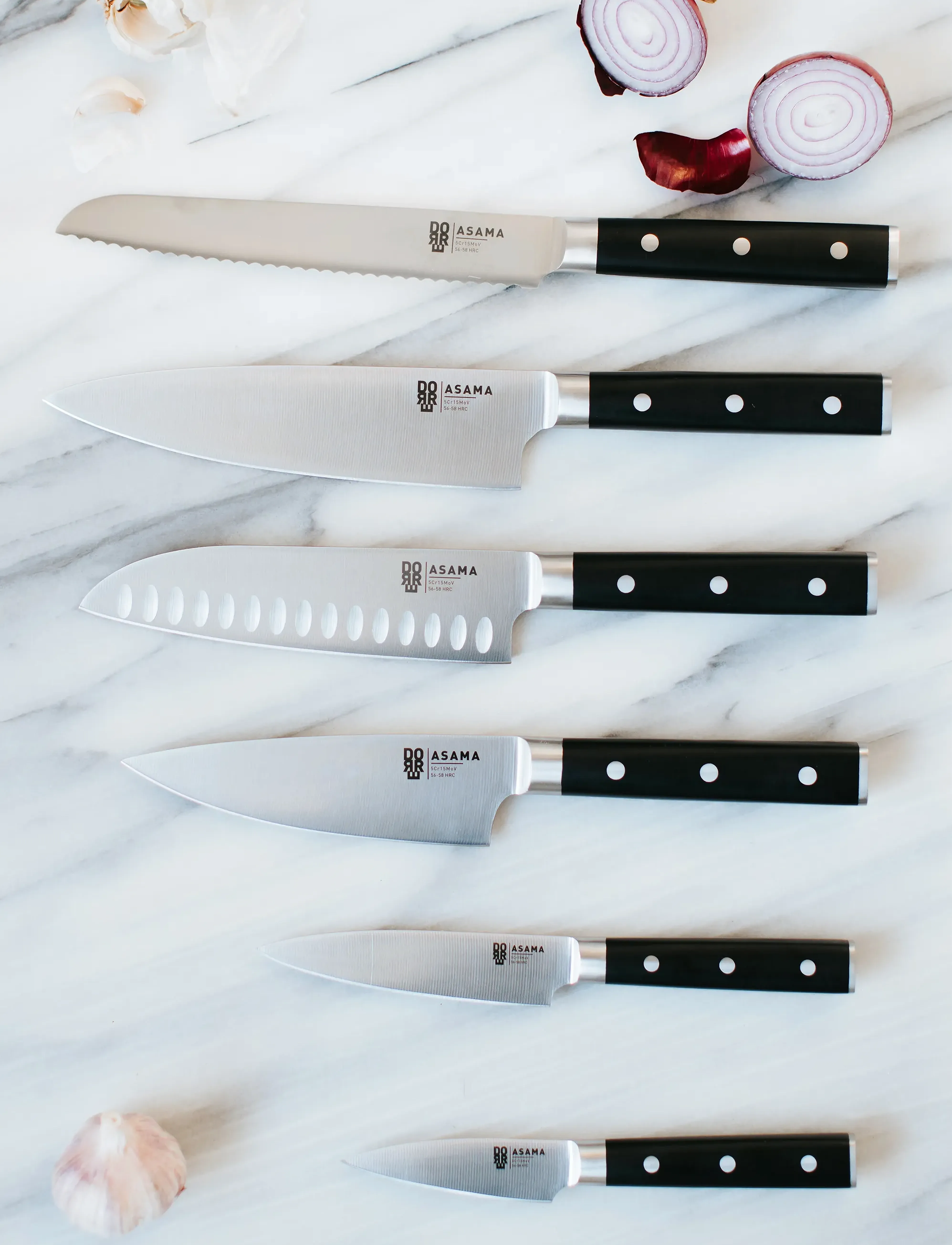 Dorre - Asama Santoku chef's knife black handle - „santoku“ peiliai - silver - 3