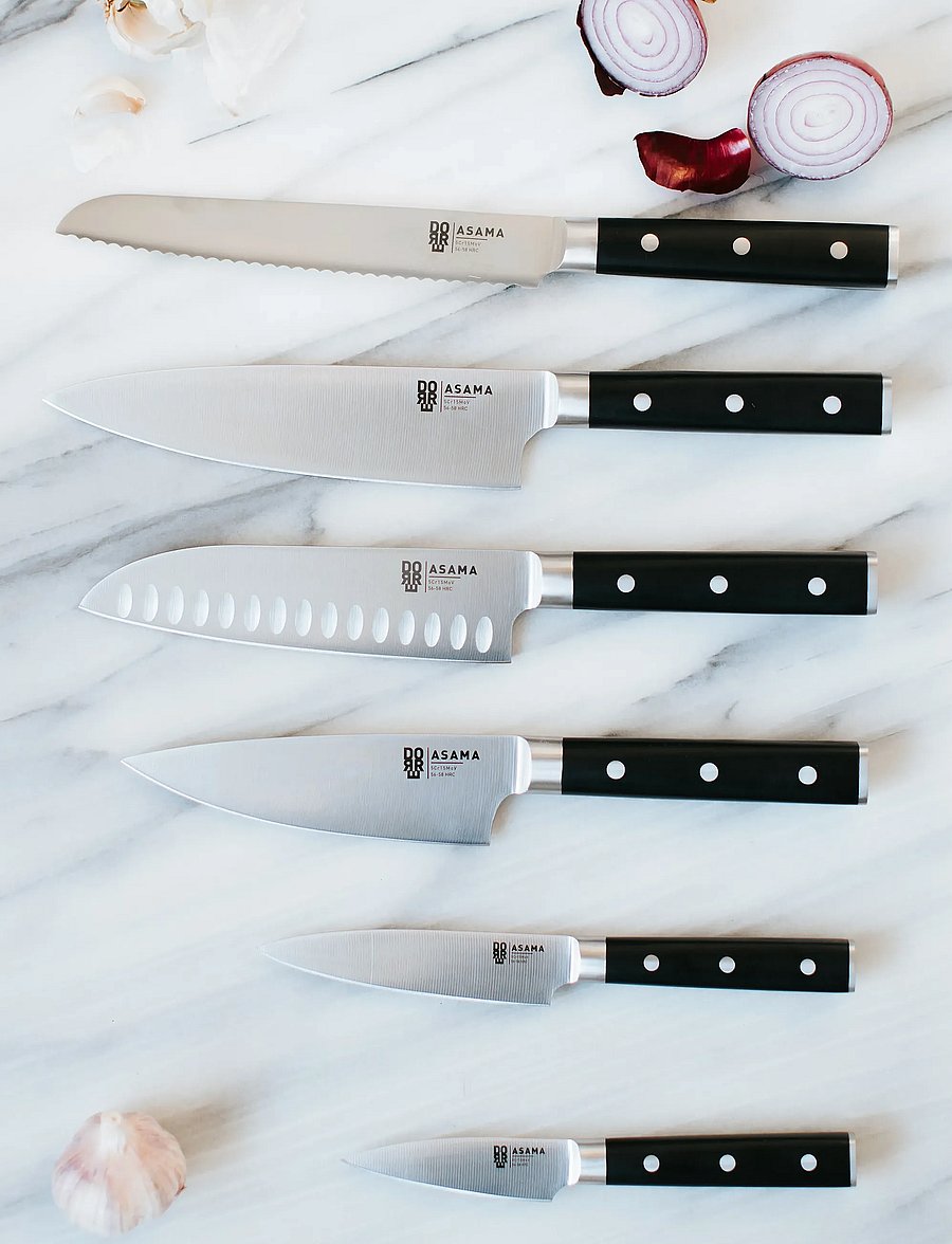Dorre - Asama Santoku chef's knife black handle - santoku noad - silver - 3