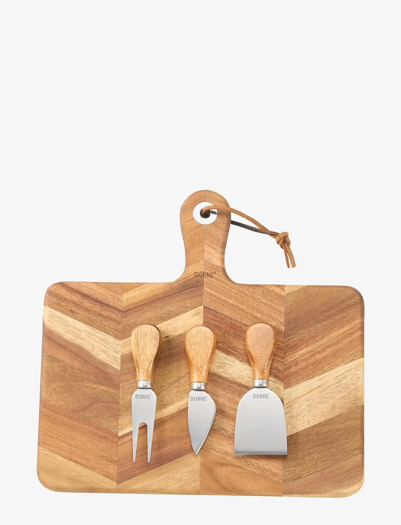 Dorre - Ollie Cheese board herringbone pattern FSC Acacia 3 cheese tools width 29 cm - osta hinna alusel - natural - 0