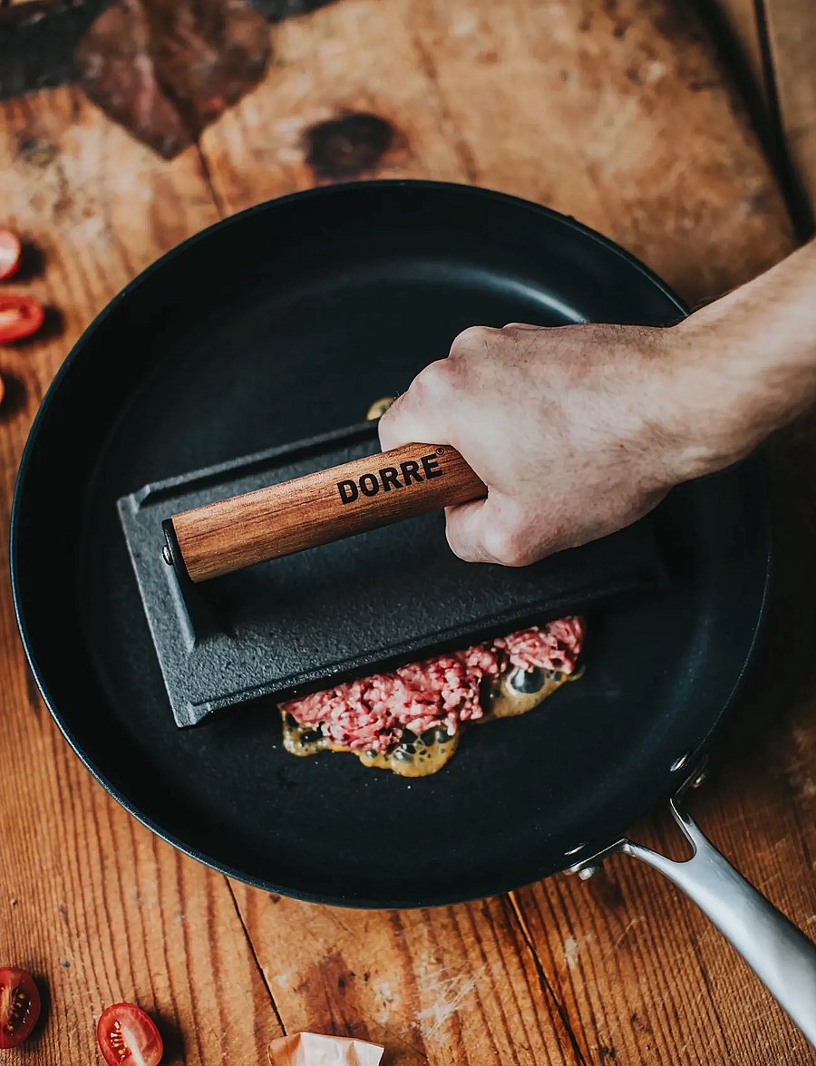 Dorre - Barbecue press/roasting weight Cast iron Wooden handle 0.88 kg 20*10 c - grillitarvikud - black - 0