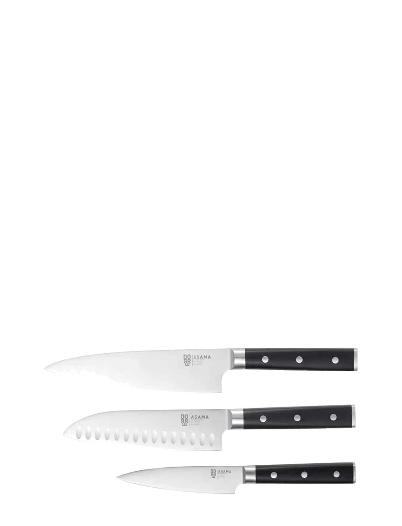 DORRE Asama 3 Set Chef's Knife (20 Cm) Santoku (18 Cm) Utility Knife (13 Cm) Schwarz - 2X 33.5X 5 - Unisex