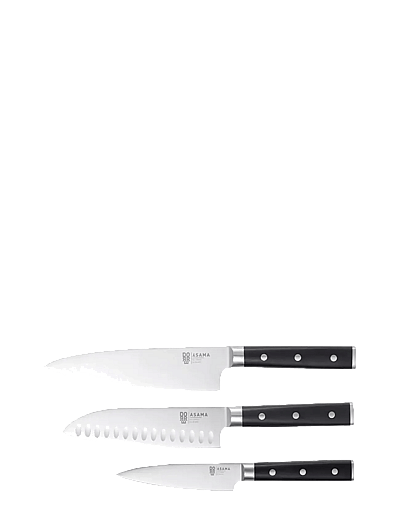 Dorre Asama 3 set Chef's knife (20 cm) Santoku (18 cm) Utility knife (13 cm) - Couteaux de cuisine et accessoires pour couteaux - SILVER / black