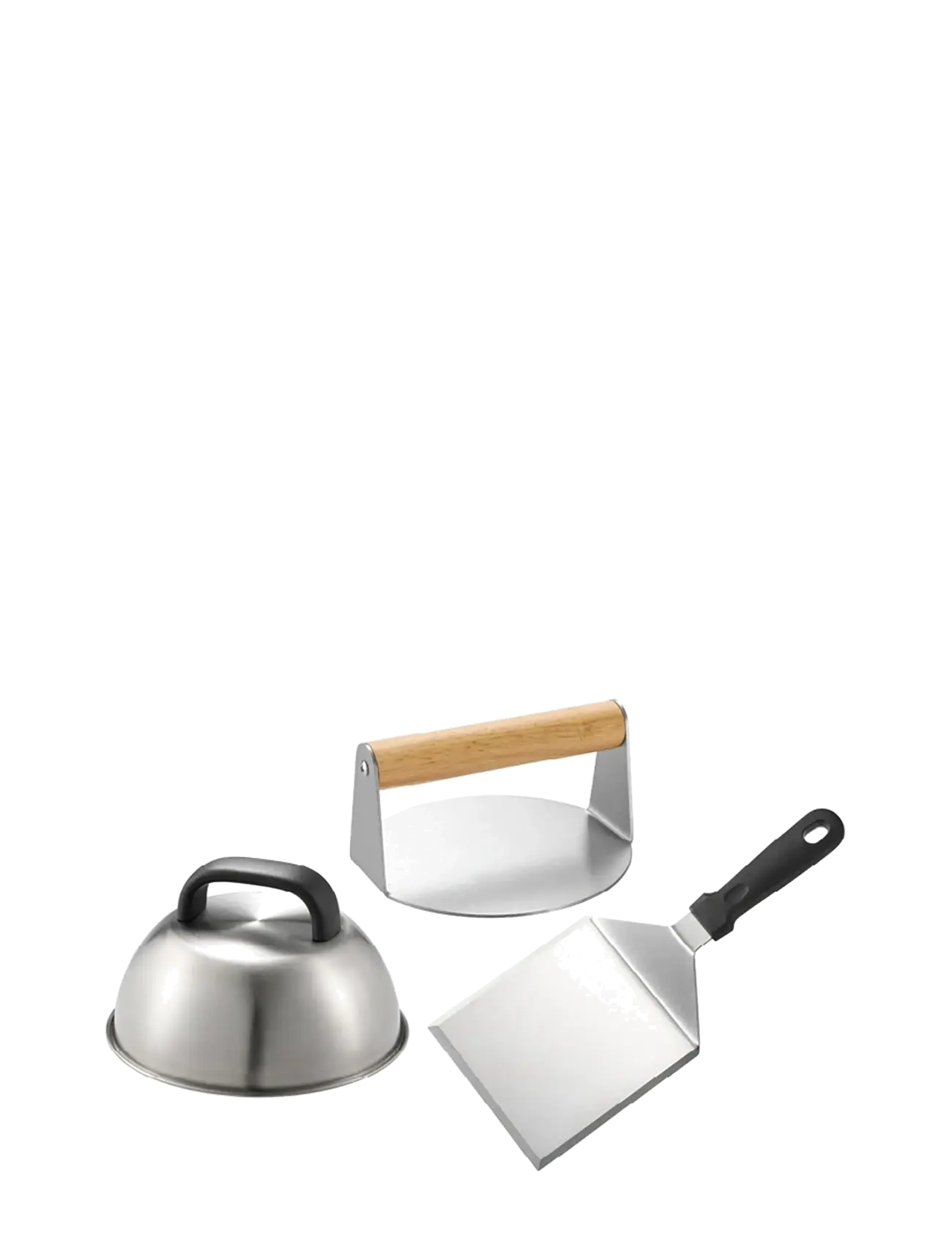 Dorre Smash Burger Set 3 Pieces Smasher Spatula Lid, Grillværktøj, Sølv, Str: 13X 30.5X 4.8