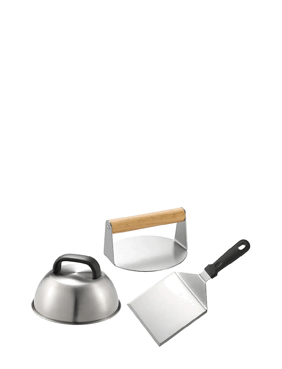 Dorre - Smash Burger Set 3 pieces Smasher Spatula Lid - grillitarvikud - silver - 1
