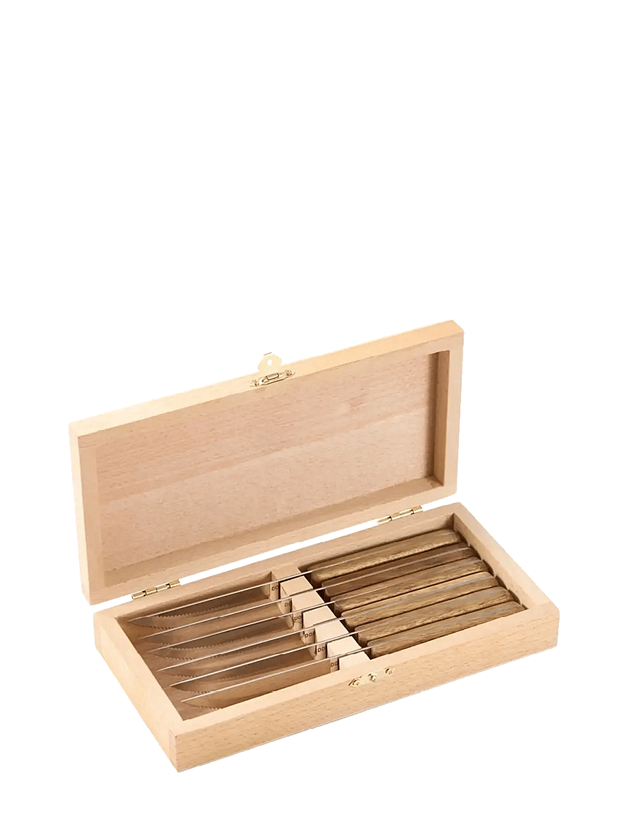Dorre - BBQ knives 6 pcs in wooden box Stainless Steel acacia handle 22.5*2 cm - noakomplektid - black - 2