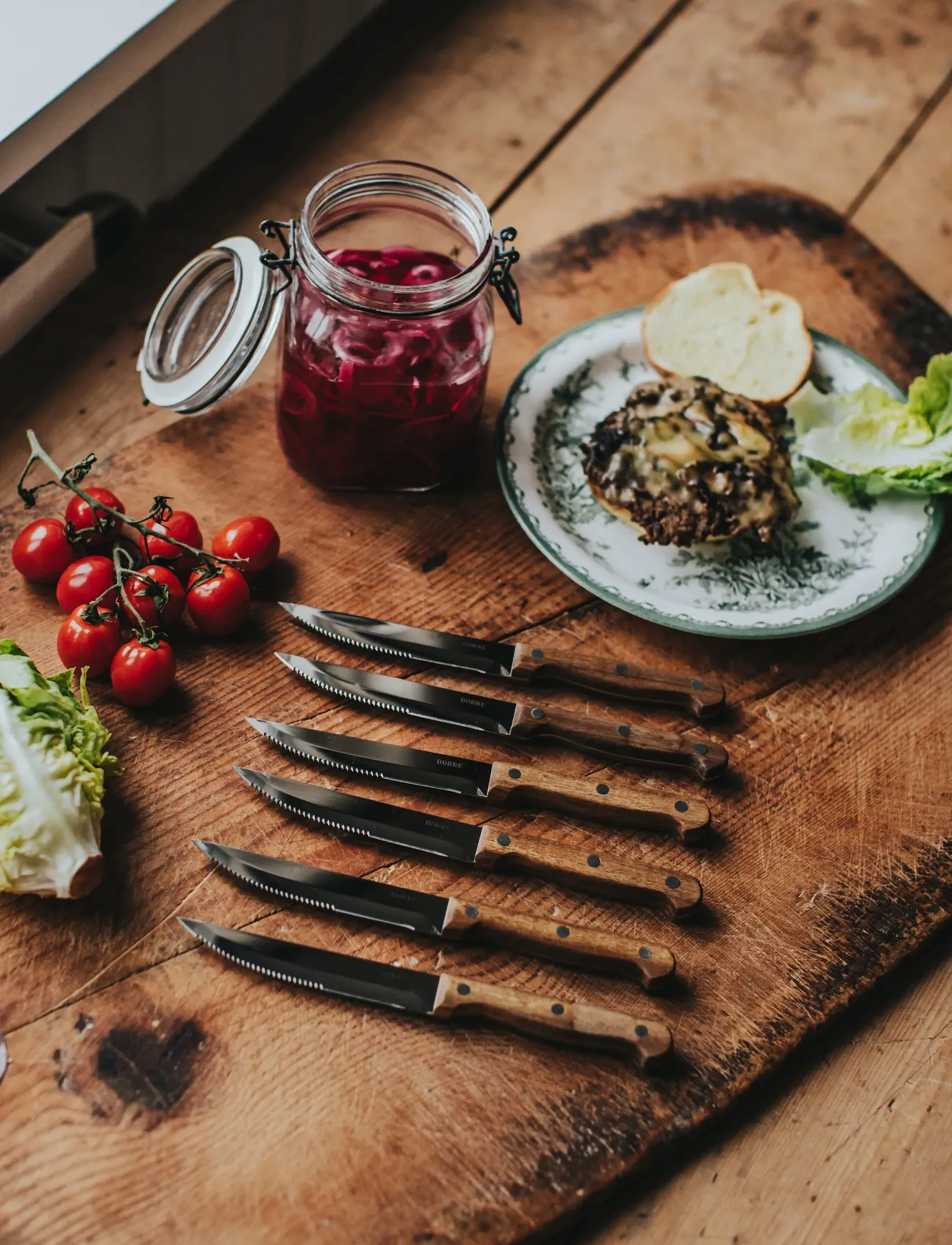 Dorre Bbq Knives 6 Pcs In Wooden Box Stainless Steel Acacia Handle 22.5*2 Cm, 2X 22.5X 0.2, & Accessories - Knife Sets, Homeware