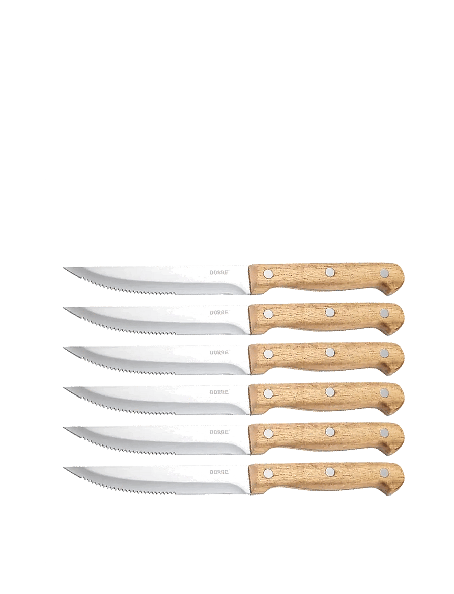 Dorre - BBQ knives 6 pcs in wooden box Stainless Steel acacia handle 22.5*2 cm - noakomplektid - black - 1