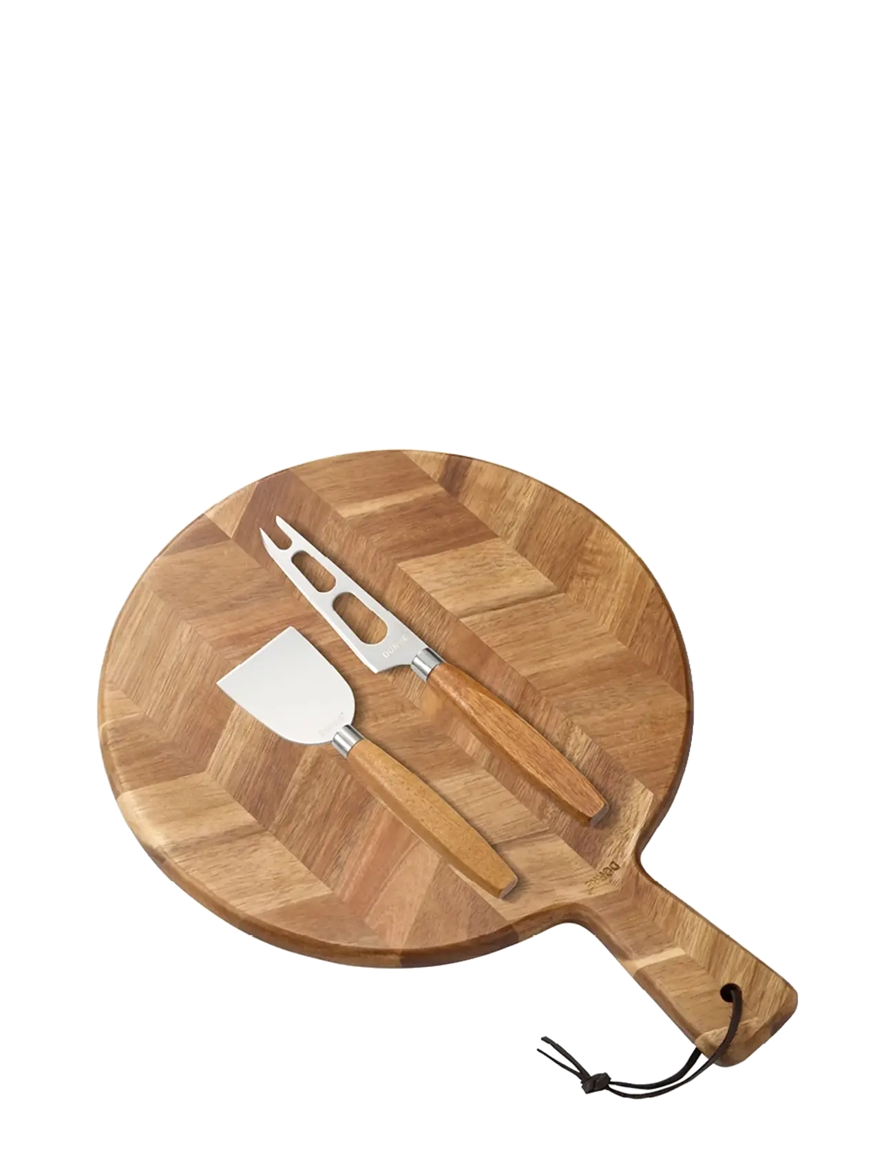 Dorre Serving Tray Herringbone Pattern With Cheese Tools 2 Pcs 37*27*1.5 Cm, Serveringsfad, Brun, Str: 27X 37X 2.8