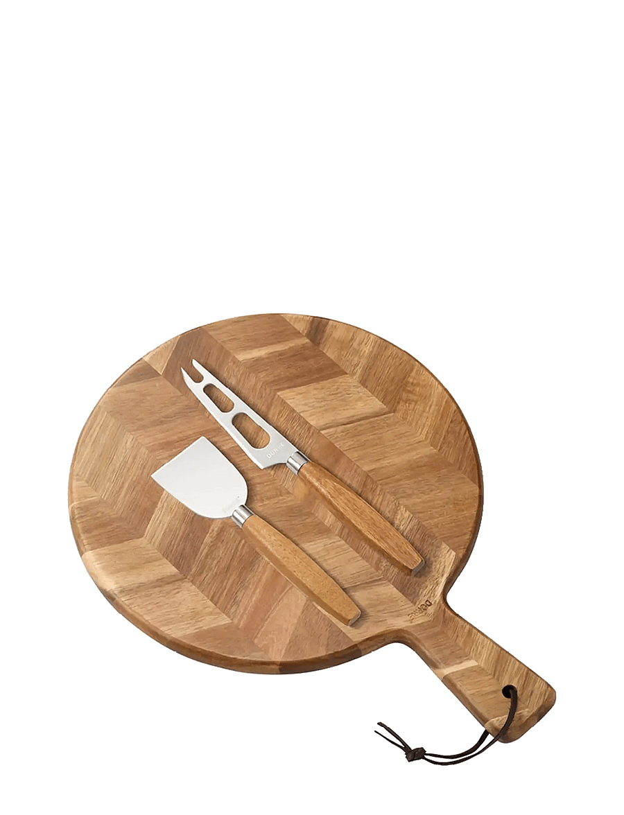 Dorre - Serving tray Herringbone pattern with cheese tools 2 pcs 37*27*1.5 cm - vaagnad ja roogade serveerimisalused - natural - 1