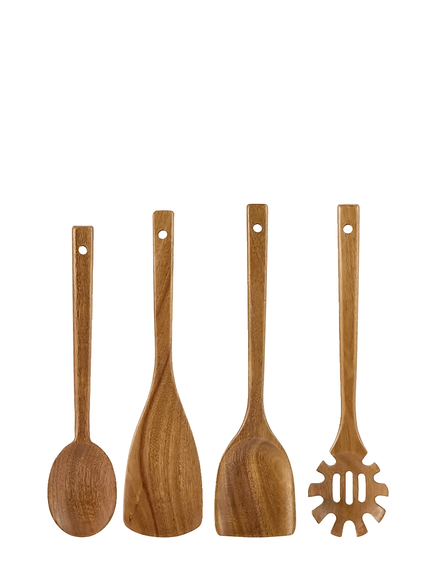 Dorre - Utensil set Acacia Wood 4 pcs Pasta ladle, Spatula, Ladle/spatula - lusikad, kulbid ja pannilusikad - natural - 1