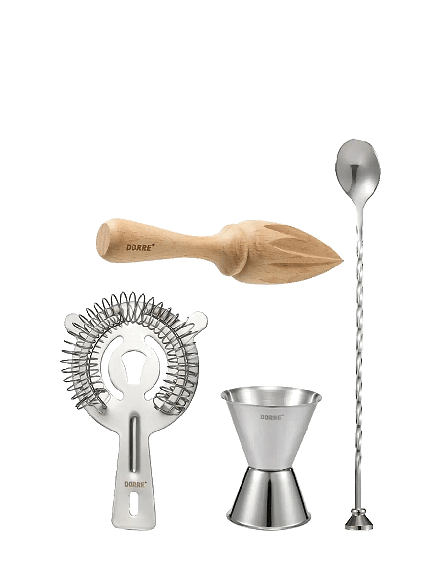 Dorre - Bar accessories Measuring cup, Bar spoon, Strainer, Citrus press - Šeikerid ja kokteilivahendid - silver - 1