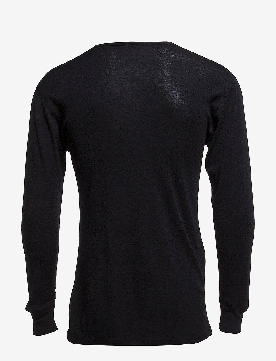 Dovre - DOVRE wool long sleeved t-shir - langärmelige t-shirts - sort - 1