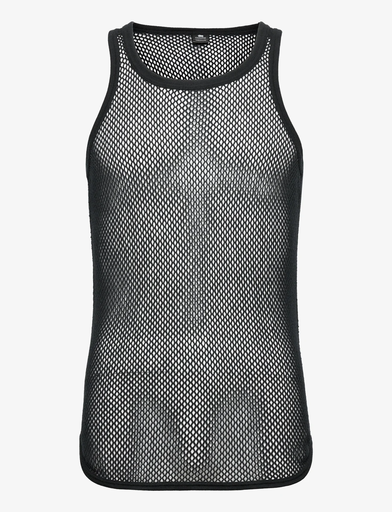 Dovre - DOVRE wool mesh tank top - pysjamasoverdeler - black - 0