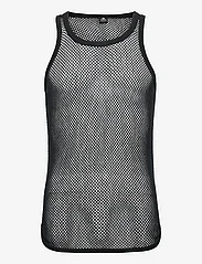 Dovre - DOVRE wool mesh tank top - pysjamasoverdeler - black - 0