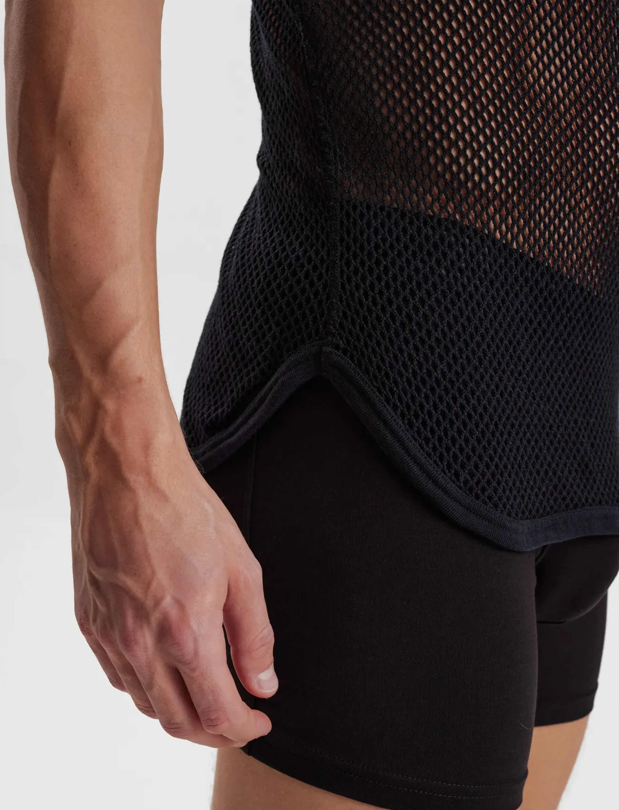 Dovre - DOVRE wool mesh tank top - pyjamasöverdelar - black - 4