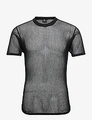 Dovre - DOVRE wool mesh t-shirt - pyjamapaidat - black - 0