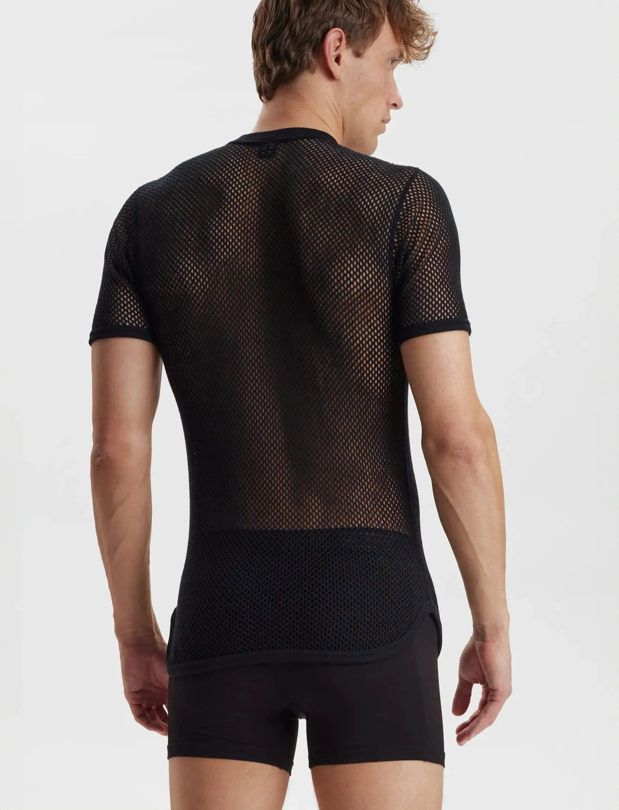 Dovre - DOVRE wool mesh t-shirt - pyjamaoberteil - black - 2