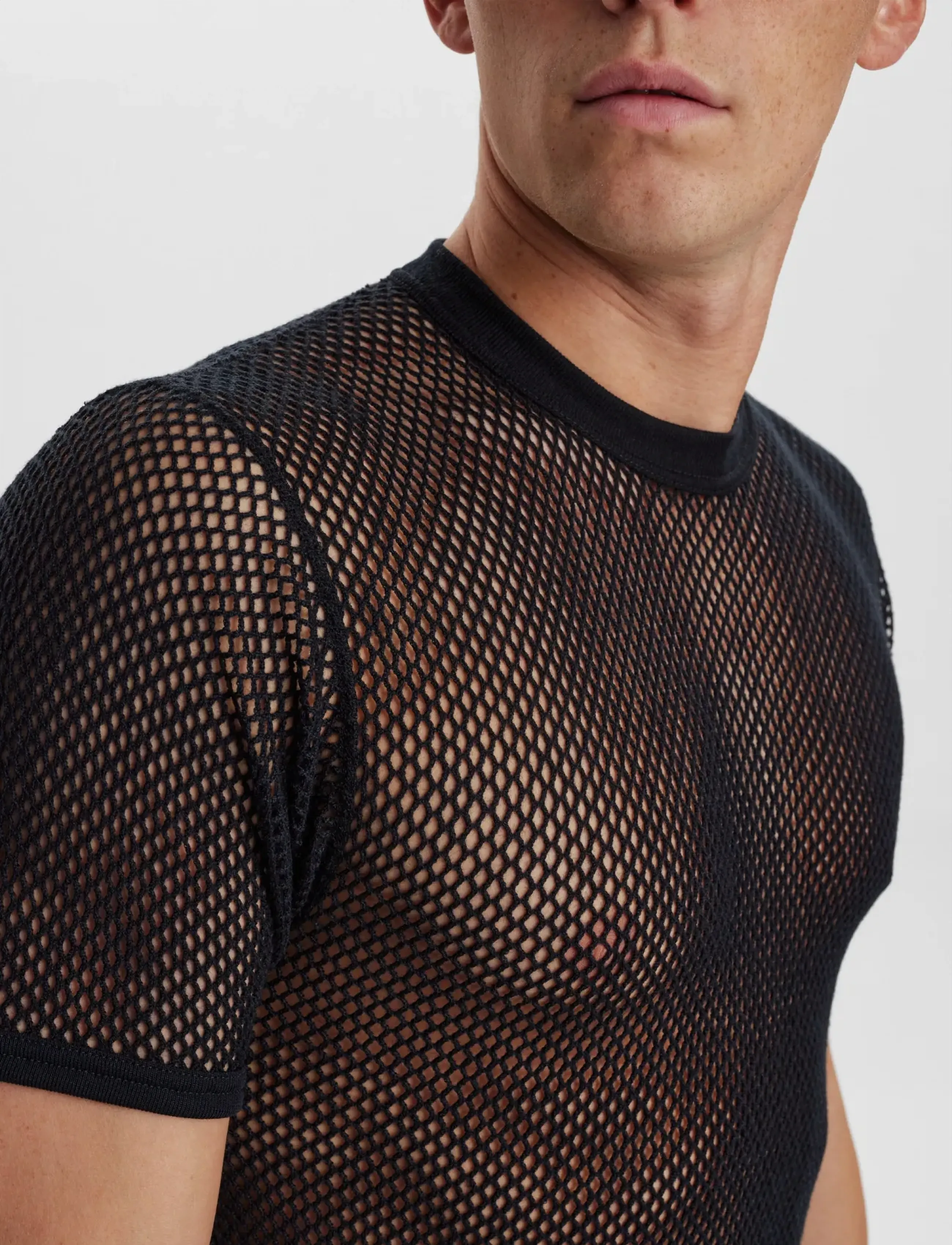 Dovre - DOVRE wool mesh t-shirt - pyjamaoberteil - black - 3