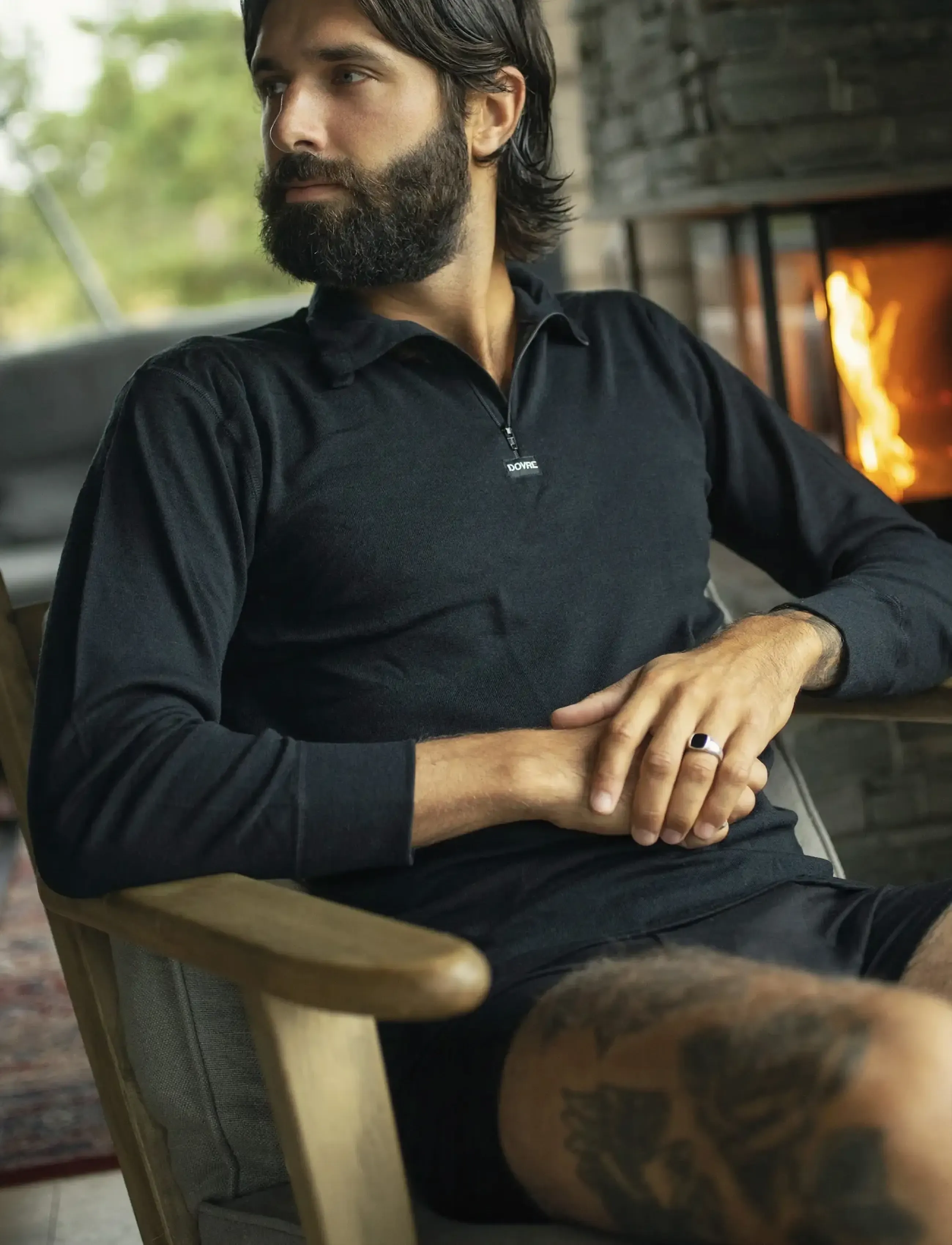 Dovre - Dovre Wool 1/1 ærme & Zipper - tõmblukk-kaelusega džemprid - svart - 4