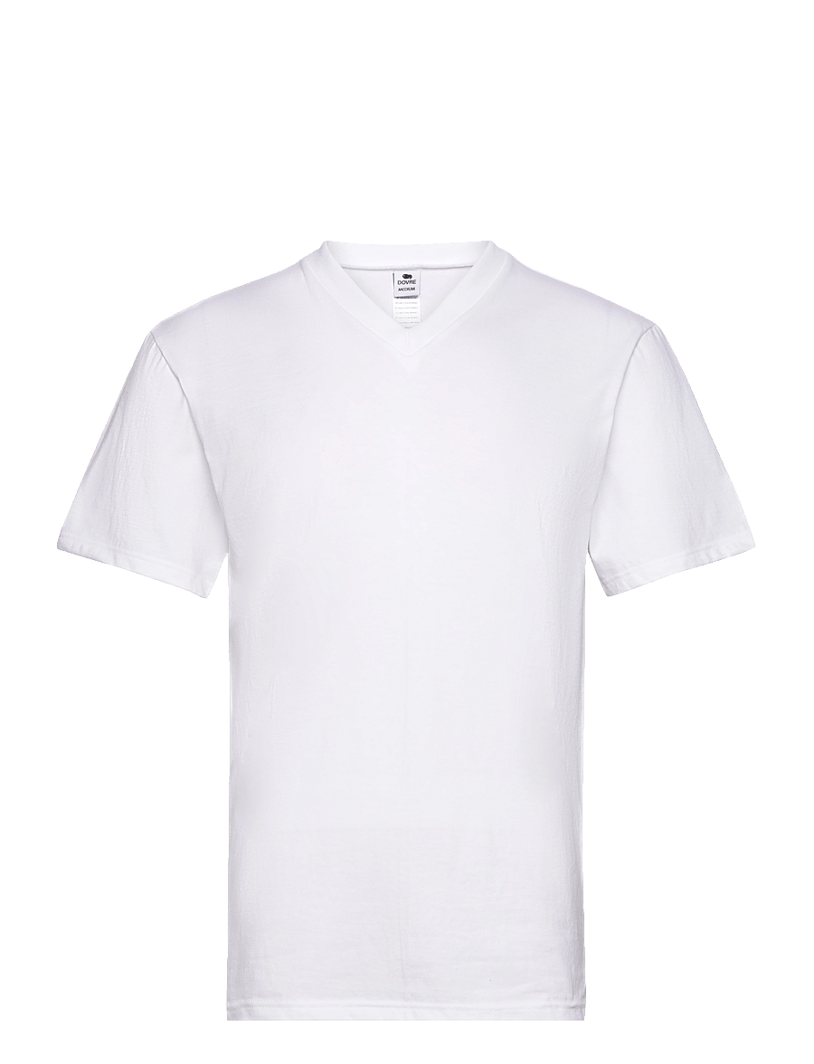 Dovre - Dovre T-shirts V-neck organic. - hauts de pyjama - white - 1