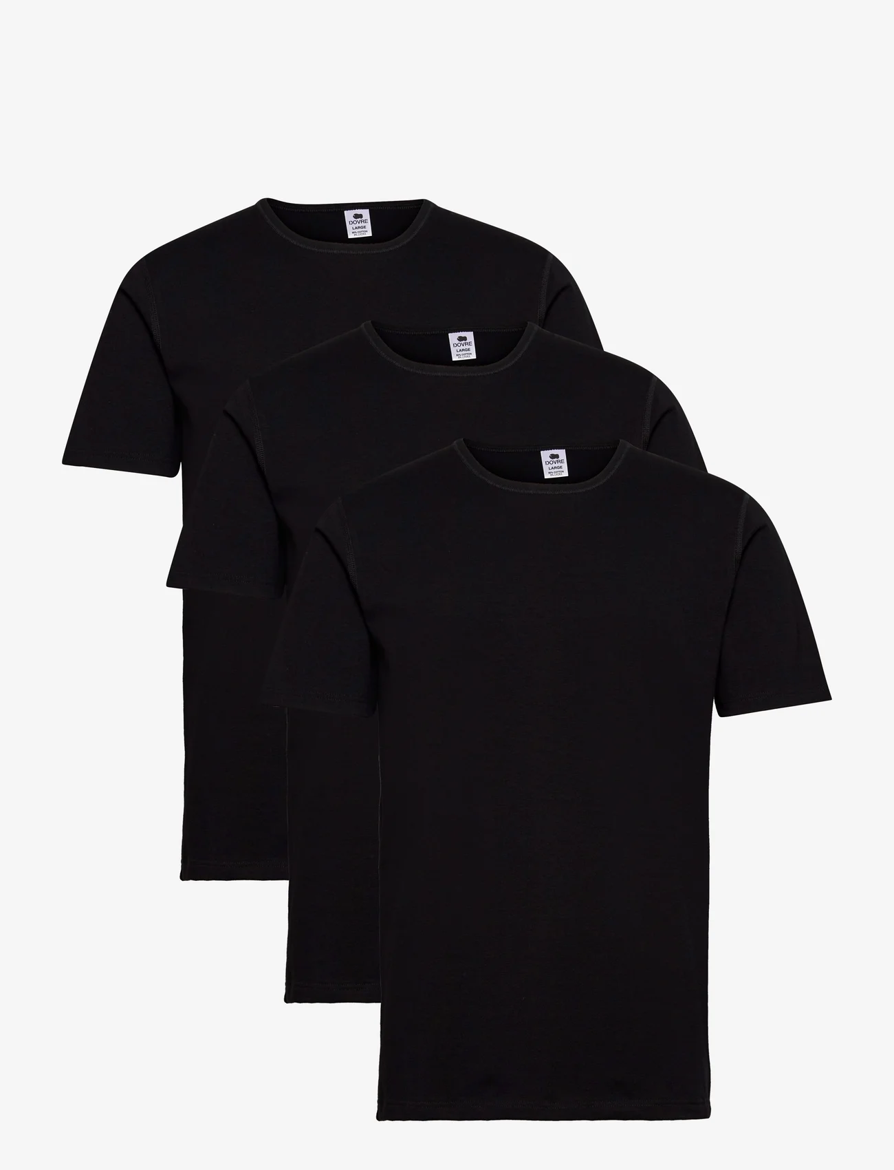 Dovre - Dovre T-shirts O-neck 3-pack - laisvalaikio marškinėliai - black - 0