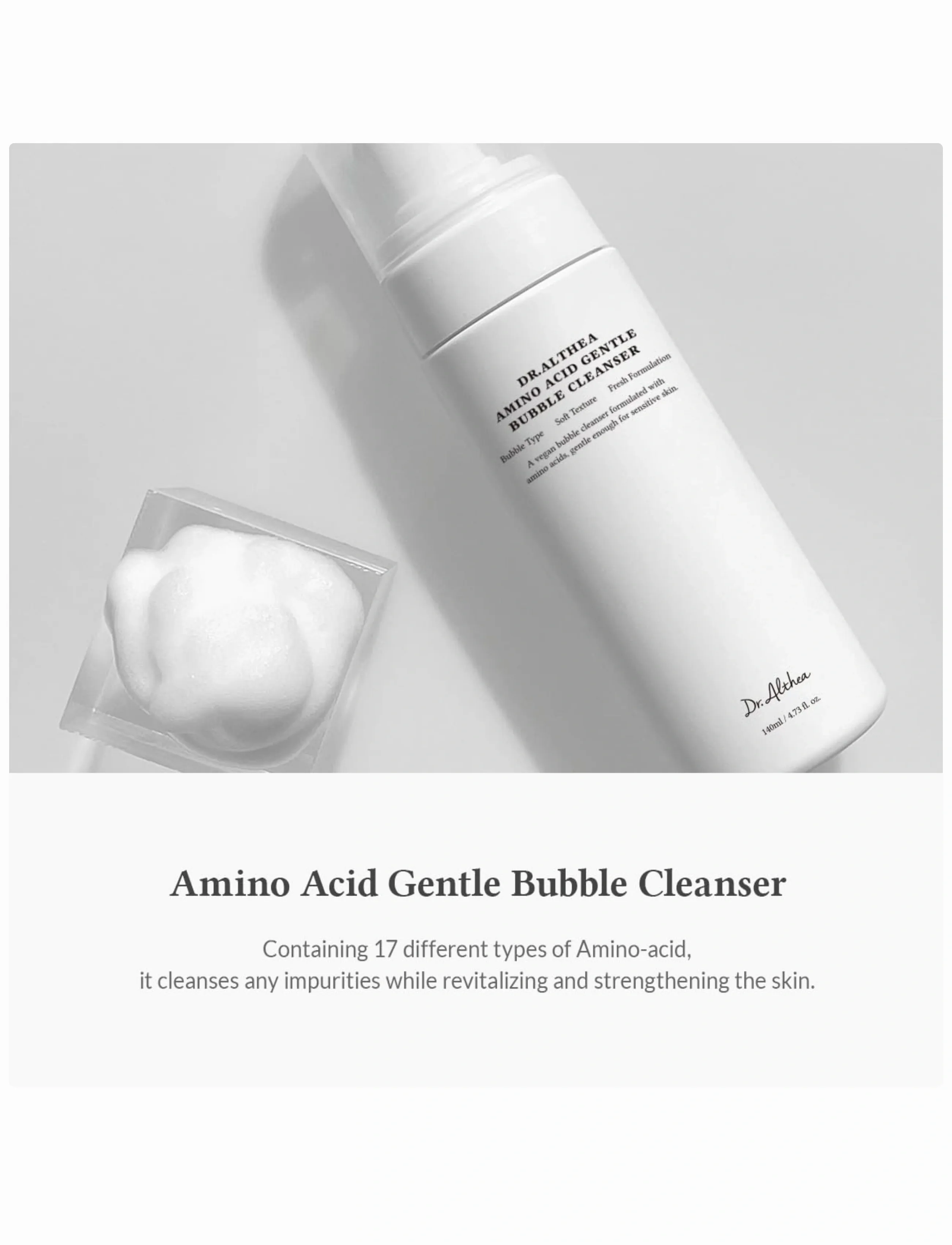 Dr. Althea Amino Acid Gentle Bubble Cleanser, 140 ml, Nude, Cleansers > Foaming Cleanser, Dame