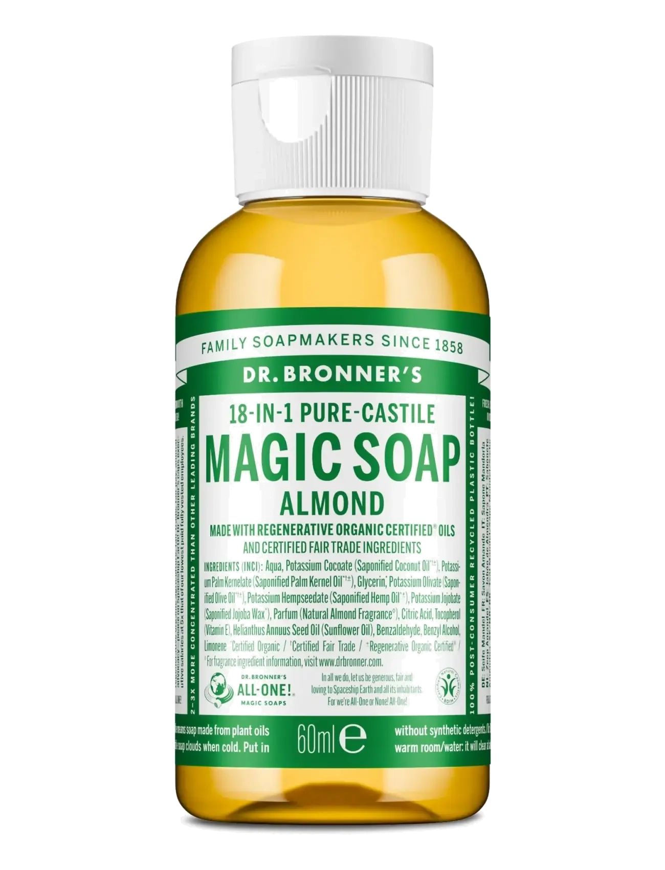 Dr. Bronner’s Almond, Flydende håndsæbe, Nude, Str: 60 ml