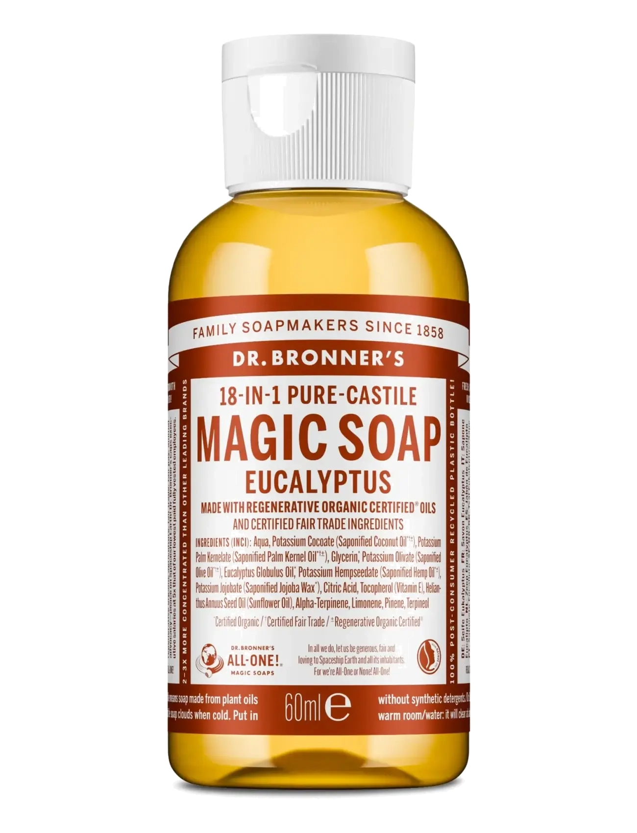 Dr. Bronner’s Eucalyptus, Flydende håndsæbe, Nude, Str: 60 ml