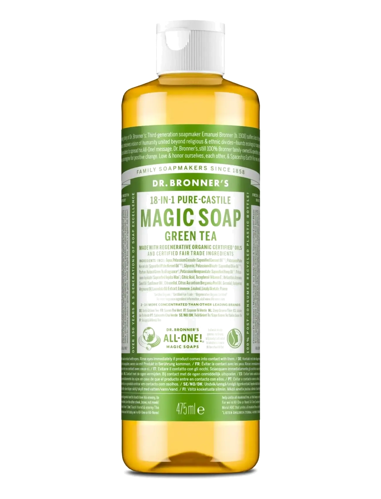 Dr. Bronner’s Green Tea Liquid Soap - Rejsestørrelse - Hudpleje - NO COLOUR / undefined